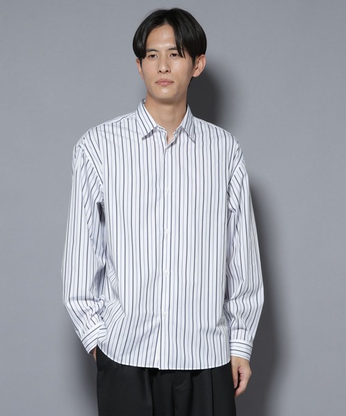 大人のワイドシャツ」レギュラーカラー ストライプ長袖（シャツ
