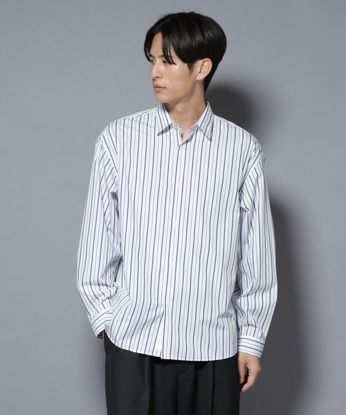 大人のワイドシャツ」レギュラーカラー ストライプ長袖（シャツ