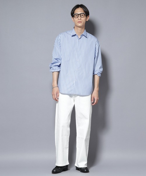 セール】「大人のワイドシャツ」レギュラーカラー ストライプ長袖