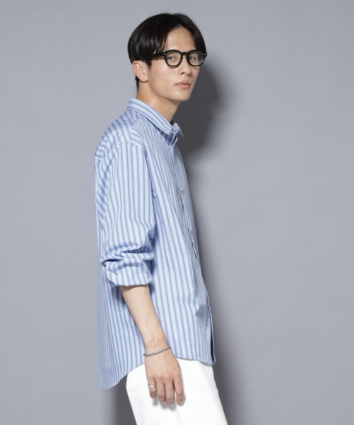 NANO universe（ナノユニバース）の「「大人のワイドシャツ」レギュラーカラー ストライプ長袖（シャツ/ブラウス・メンズ・ライトピンク/サックスブルー/ホワイト・L/M）」の19枚目の写真