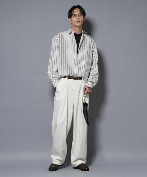 NANO universe（ナノユニバース）の「「大人のワイドシャツ」レギュラーカラー ストライプ長袖（シャツ/ブラウス・メンズ・ライトピンク/サックスブルー/ホワイト・L/M）」の8枚目の写真