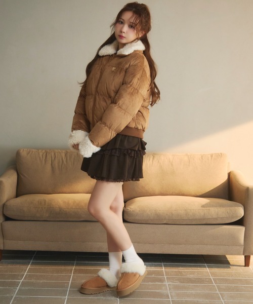 new balanceのベージュ キルティング ダウンジャケットスカートセット 楽天市場】ダウンジャケット レディース 厚手 ジャケット ファー付