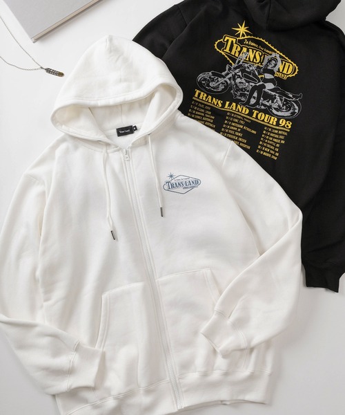 セール】【70】バイクガール ツアーモチーフ 裏起毛 ジップパーカー