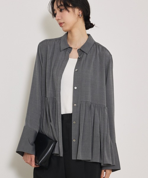 ギャザータック切り替えシャツ/オフィスカジュアル/レイヤード（シャツ