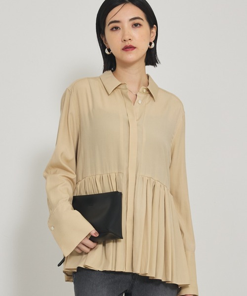 カリテ（qualite）/ギャザータック切り替えシャツ ギャザータック切り替えシャツ/オフィスカジュアル/レイヤード（シャツ