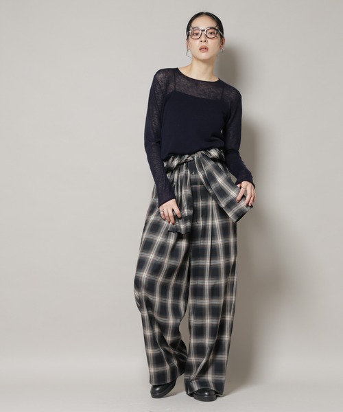 NANO universe(ナノユニバース)の「オンブレーチェックジャンプスーツ(つなぎ/オールインワン・レディース・ブラック/アイボリー・S/M)」の15枚目の写真