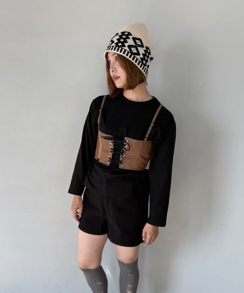 SANSeLF(サンセルフ)の「【SANSeLF】 ノルディックジャカードニットハット バケットフォルム saa25a090(ニットキャップ/ビーニー・レディース・アイボリー・FREE)」の4枚目の写真