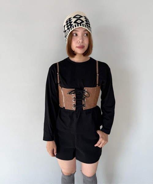 SANSeLF(サンセルフ)の「【SANSeLF】 ノルディックジャカードニットハット バケットフォルム saa25a090(ニットキャップ/ビーニー・レディース・アイボリー・FREE)」の6枚目の写真