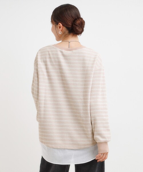 SHOO・LA・RUE(シューラルー)の「【S-LL/体型カバー】気負わず着られる ジャカード裾フェイクトップス(Tシャツ/カットソー・レディース・ベージュ/モスグリーン/グレー・01/02/03/04)」の13枚目の写真