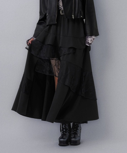 HARE（ハレ）の「ランダムフリルスリットスカート(HARE)（スカート・レディース・ワインレッド/ブラック/ブラック系その他・FREE）」の11枚目の写真