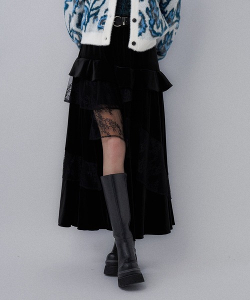 HARE（ハレ）の「ランダムフリルスリットスカート(HARE)（スカート・レディース・ワインレッド/ブラック/ブラック系その他・FREE）」の9枚目の写真