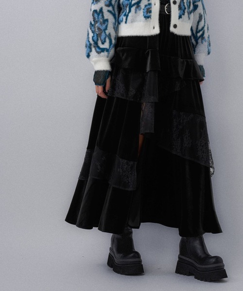 スカート ランダムフリルスリットスカート(HARE)