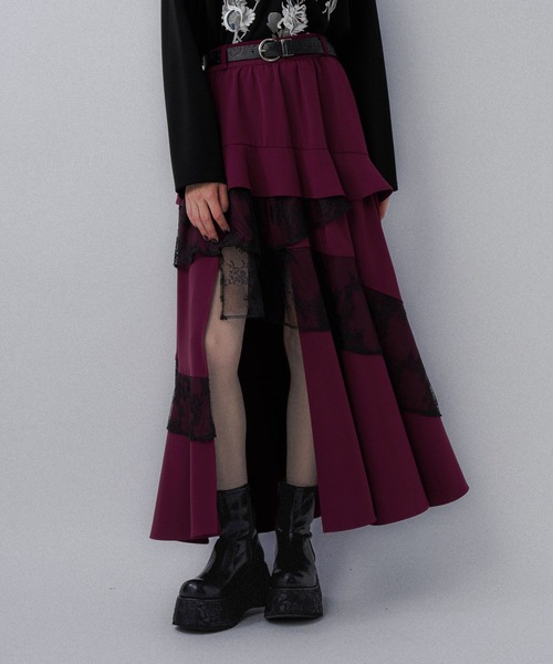 HARE（ハレ）の「ランダムフリルスリットスカート(HARE)（スカート・レディース・ワインレッド/ブラック/ブラック系その他・FREE）」の15枚目の写真