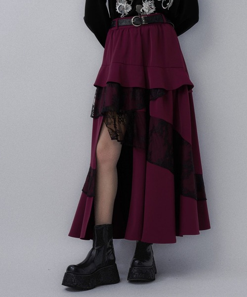 HARE（ハレ）の「ランダムフリルスリットスカート(HARE)（スカート・レディース・ワインレッド/ブラック/ブラック系その他・FREE）」の13枚目の写真