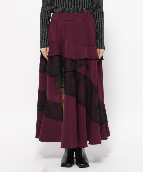 HARE（ハレ）の「ランダムフリルスリットスカート(HARE)（スカート・レディース・ワインレッド/ブラック/ブラック系その他・FREE）」の16枚目の写真