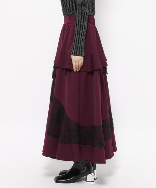 HARE（ハレ）の「ランダムフリルスリットスカート(HARE)（スカート・レディース・ワインレッド/ブラック/ブラック系その他・FREE）」の14枚目の写真