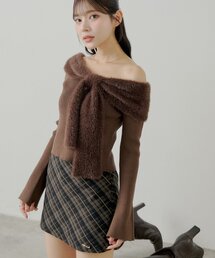 シャギーリボンオフショルニット