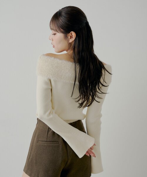 Chico（チコ）の「シャギーリボンオフショルニット（ニット/セーター