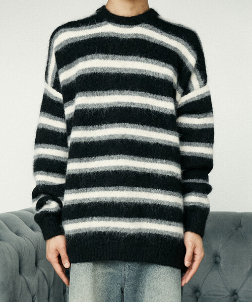 セール】PUBLUX/パブリュクス シャギーボーダーニット(限定展開