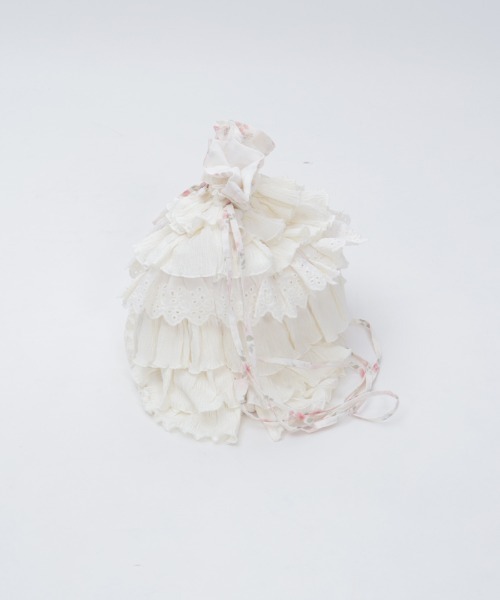 axes femme（アクシーズファム）の「小花柄×フリルナップサック（バックパック/リュック・レディース・ブラック/ホワイト・FREE）」の7枚目の写真