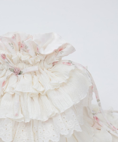 axes femme（アクシーズファム）の「小花柄×フリルナップサック（バックパック/リュック・レディース・ブラック/ホワイト・FREE）」の9枚目の写真