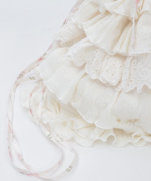 axes femme（アクシーズファム）の「小花柄×フリルナップサック（バックパック/リュック・レディース・ブラック/ホワイト・FREE）」の10枚目の写真