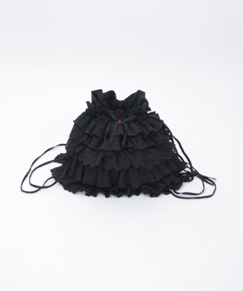 axes femme（アクシーズファム）の「小花柄×フリルナップサック（バックパック/リュック・レディース・ブラック/ホワイト・FREE）」の15枚目の写真