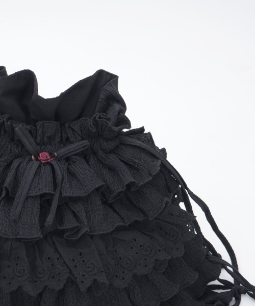 axes femme（アクシーズファム）の「小花柄×フリルナップサック（バックパック/リュック・レディース・ブラック/ホワイト・FREE）」の18枚目の写真