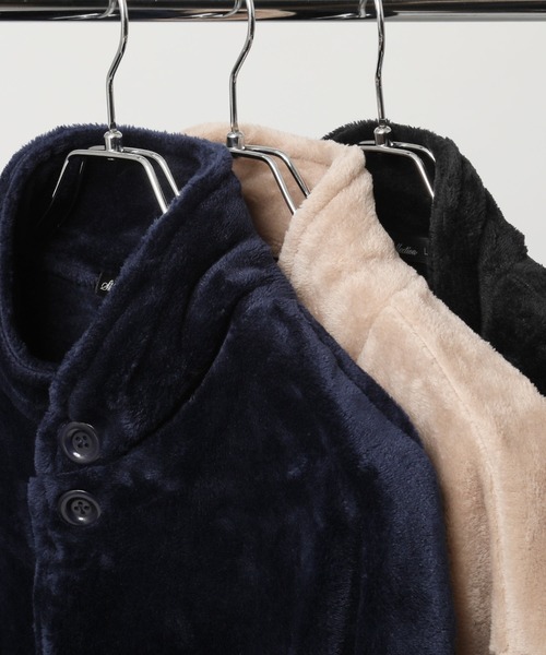 ARCADE（アーケード）の「着る毛布 マイクロべロア ルームウェア ガウン カーディガン ショール衿タイプ BARCEDOS（ガウン/バスローブ・メンズ・ベージュ/ネイビー/ブラック・M/L/LL）」の4枚目の写真