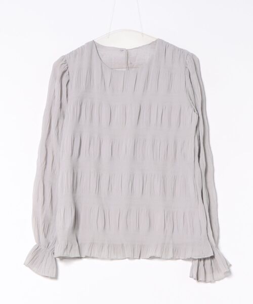 STYLEBLOCK(スタイルブロック)の「シャーリングシアーブラウス(シャツ/ブラウス・レディース・ベージュ系その他/ブラウン/ライトグリーン/ホワイト/ライトグレー/ダークグリーン/ネイビー/ブラック・M/XL)」の4枚目の写真