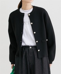 nissen | スウェットライクゴールド釦ニットジャケット(カーディガン/ボレロ)