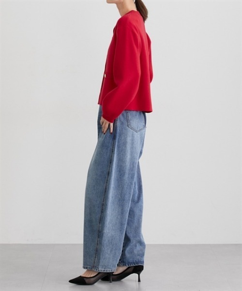 nissen（ニッセン）の「スウェットライクゴールド釦ニットジャケット（カーディガン/ボレロ・レディース・レッド/ブラック/アイボリー/杢グレー・M/L/LL）」の10枚目の写真