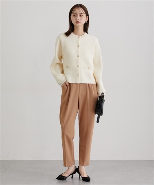 nissen（ニッセン）の「スウェットライクゴールド釦ニットジャケット（カーディガン/ボレロ・レディース・レッド/ブラック/アイボリー/杢グレー・M/L/LL）」の13枚目の写真