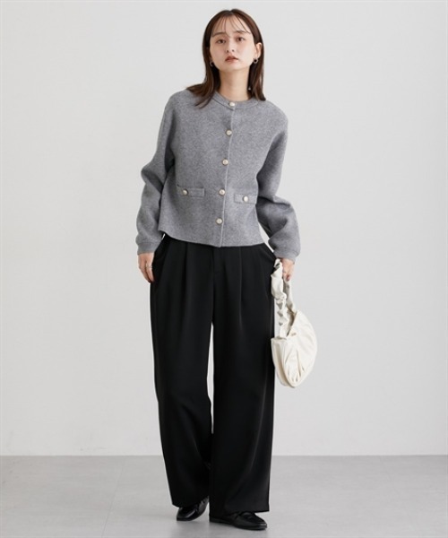 nissen（ニッセン）の「スウェットライクゴールド釦ニットジャケット（カーディガン/ボレロ・レディース・レッド/ブラック/アイボリー/杢グレー・M/L/LL）」の18枚目の写真