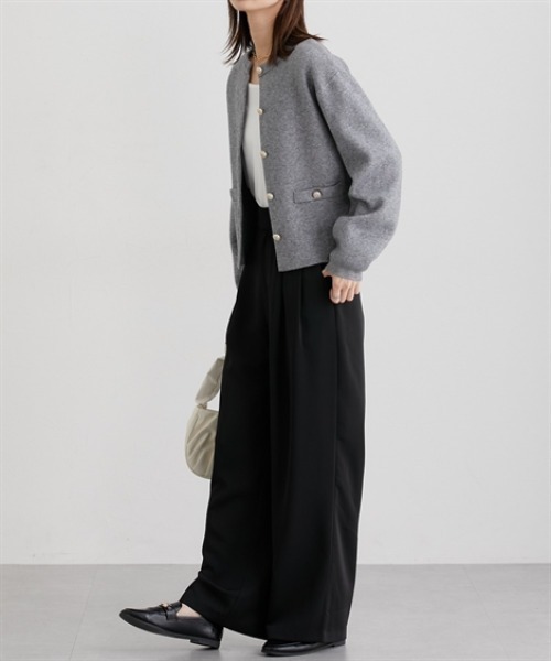 nissen（ニッセン）の「スウェットライクゴールド釦ニットジャケット（カーディガン/ボレロ・レディース・レッド/ブラック/アイボリー/杢グレー・M/L/LL）」の19枚目の写真