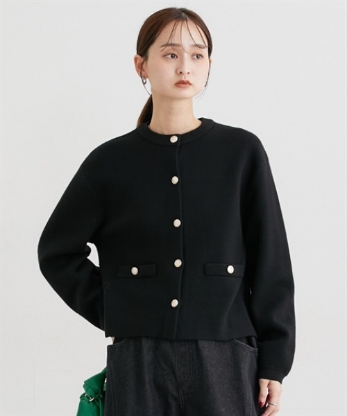 nissen（ニッセン）の「スウェットライクゴールド釦ニットジャケット（カーディガン/ボレロ・レディース・レッド/ブラック/アイボリー/杢グレー・M/L/LL）」の21枚目の写真