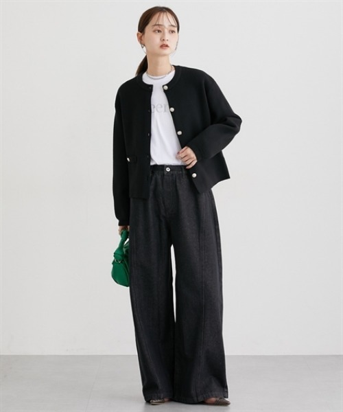 nissen（ニッセン）の「スウェットライクゴールド釦ニットジャケット（カーディガン/ボレロ・レディース・レッド/ブラック/アイボリー/杢グレー・M/L/LL）」の22枚目の写真