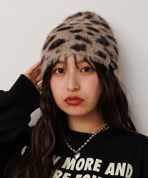 repipi armario（レピピ アルマリオ）の「シャギービーニー（ニットキャップ/ビーニー・キッズ・ホワイト系その他/レオパード/ブラック/グレー・FREE）」の4枚目の写真