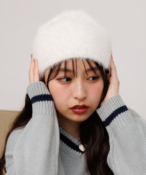 repipi armario（レピピ アルマリオ）の「シャギービーニー（ニットキャップ/ビーニー・キッズ・ホワイト系その他/レオパード/ブラック/グレー・FREE）」の12枚目の写真