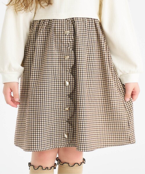 apres les cours（アプレレクール）の「【ジュニア対応】ハートボタンスカラップドッキングワンピース（ワンピース・キッズ・ピンク/アイボリー・80/90/100/110/120/130/140）」の9枚目の写真