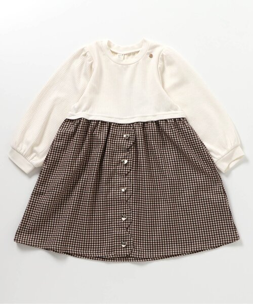 apres les cours（アプレレクール）の「【ジュニア対応】ハートボタンスカラップドッキングワンピース（ワンピース・キッズ・ピンク/アイボリー・80/90/100/110/120/130/140）」の11枚目の写真