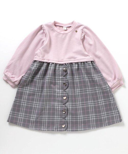 apres les cours（アプレレクール）の「【ジュニア対応】ハートボタンスカラップドッキングワンピース（ワンピース・キッズ・ピンク/アイボリー・80/90/100/110/120/130/140）」の12枚目の写真