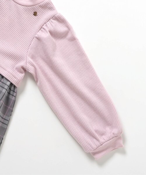 apres les cours（アプレレクール）の「【ジュニア対応】ハートボタンスカラップドッキングワンピース（ワンピース・キッズ・ピンク/アイボリー・80/90/100/110/120/130/140）」の5枚目の写真