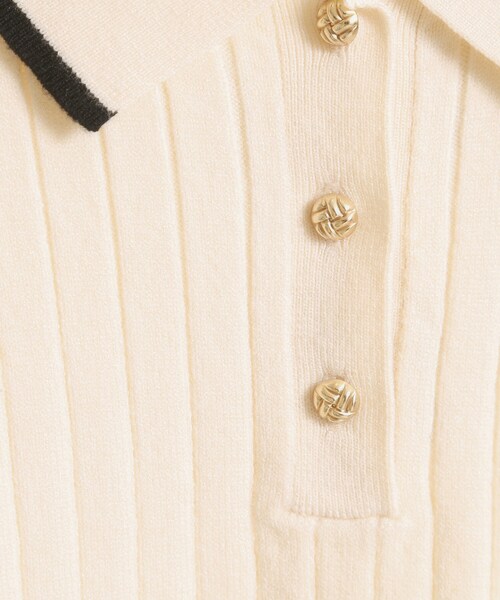 ITS'DEMO（イッツデモ）の「【手洗い可】配色ポロ襟リブニット（ニット/セーター・レディース・アイボリー/ベージュ/ベビーピンク/ブラック・00）」の5枚目の写真