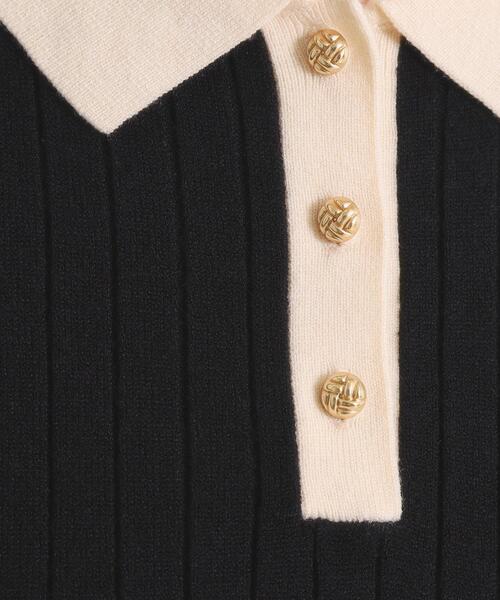 ITS'DEMO（イッツデモ）の「【手洗い可】配色ポロ襟リブニット（ニット/セーター・レディース・アイボリー/ベージュ/ベビーピンク/ブラック・00）」の6枚目の写真