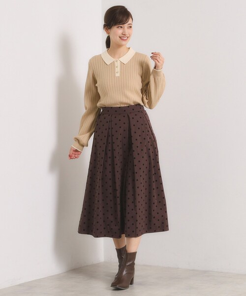 ITS'DEMO（イッツデモ）の「【手洗い可】配色ポロ襟リブニット（ニット/セーター・レディース・アイボリー/ベージュ/ベビーピンク/ブラック・00）」の8枚目の写真