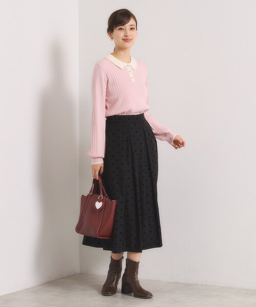 ITS'DEMO（イッツデモ）の「【手洗い可】配色ポロ襟リブニット（ニット/セーター・レディース・アイボリー/ベージュ/ベビーピンク/ブラック・00）」の19枚目の写真