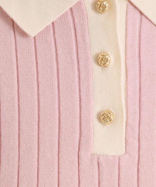 ITS'DEMO（イッツデモ）の「【手洗い可】配色ポロ襟リブニット（ニット/セーター・レディース・アイボリー/ベージュ/ベビーピンク/ブラック・00）」の14枚目の写真