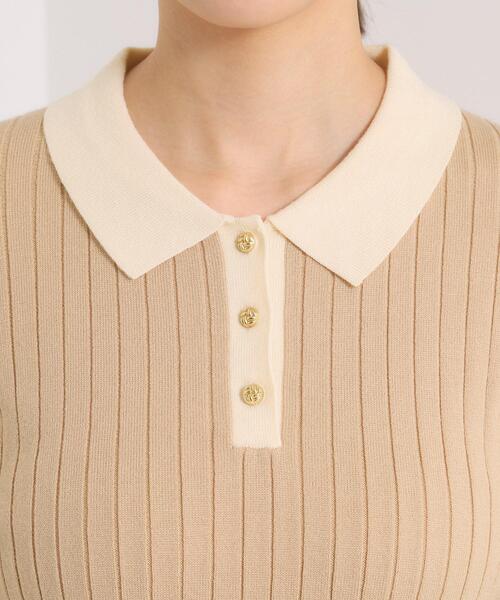 ITS'DEMO（イッツデモ）の「【手洗い可】配色ポロ襟リブニット（ニット/セーター・レディース・アイボリー/ベージュ/ベビーピンク/ブラック・00）」の21枚目の写真