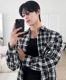 NOWLE | 【NOWLE】ルーズシルエット モノトーン フランネル チェックシャツ(シャツ/ブラウス)